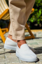 Kb-114  Kuback Beyaz Triko Yüksek Taban Bağcıksız Günlük Erkek Ayakkabı (Numara: 40) - Görsel 2