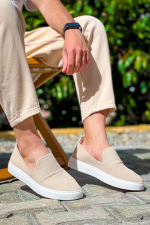 Kb-114  Kuback  Bej Triko Yüksek Taban Bağcıksız Günlük Erkek Ayakkabı (Numara: 40)