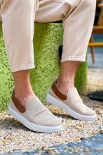 Kb-114  Kuback Bej Taba Triko Yüksek Taban Bağcıksız Günlük Erkek Ayakkabı (Numara: 41) - Görsel 3