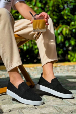 Kb-114  Kuback Siyah Triko Yüksek Taban Bağcıksız Günlük Erkek Ayakkabı (Numara: 43)