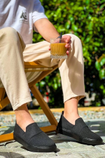 Kb-114 Kuback Siyah Triko Siyah Yüksek Taban Bağcıksız Günlük Erkek Ayakkabı (Numara: 42)