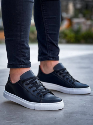 Kb-122  Kuback Siyah Cilt Yüksek Taban Bağcıklı Günlük Erkek Ayakkabı (Numara: 44)