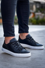 Kb-122 Kuback Siyah Cilt Yüksek Taban Bağcıklı Günlük Erkek Ayakkabı (Numara: 41)