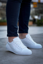 Kb-122  Kuback Beyaz Cilt Yüksek Taban Bağcıklı Günlük Erkek Ayakkabı (Numara: 42)