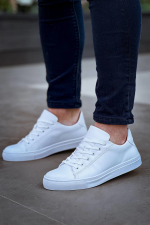 Kb-122  Kuback Beyaz Cilt Yüksek Taban Bağcıklı Günlük Erkek Ayakkabı (Numara: 41) - Görsel 3