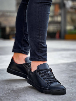 Kb-122  Kuback Siyah Cilt Siyah Yüksek Taban Bağcıklı Günlük Erkek Ayakkabı (Numara: 44)