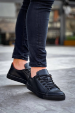 Kb-122  Kuback Siyah Cilt Siyah Yüksek Taban Bağcıklı Günlük Erkek Ayakkabı (Numara: 41)