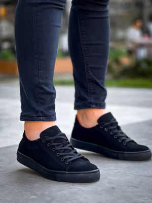 Kb-122   Kuback Siyah Süet Siyah Yüksek Taban Bağcıklı Günlük Erkek Ayakkabı (Numara: 40)