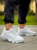 Kb-707  Kuback  Beyaz Cilt Yüksek Taban Bağcıklı Günlük Erkek Ayakkabı (Numara: 44) - Görsel 3