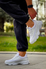 Kb-707  Kuback  Beyaz Cilt Yüksek Taban Bağcıklı Günlük Erkek Ayakkabı (Numara: 41) - Görsel 2