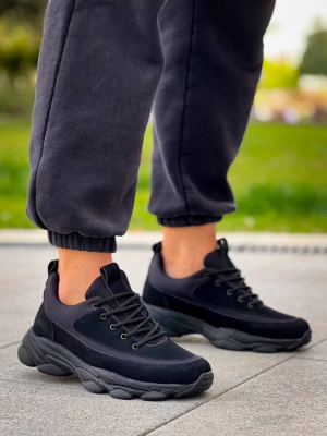 Kb-707  Kuback  Siyah Süet Siyah Yüksek Taban Bağcıklı Günlük Erkek Ayakkabı (Numara: 42)