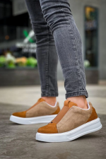 Kb-007 Kuback Vizon Taba Yüksek Taban Tek Bant Bağcıksız Günlük Erkek Ayakkabı (Numara: 40) - Görsel 3