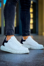 Kb-X500  Kuback Beyaz Siyah  Yüksek Taban Bağcıklı Günlük Erkek Ayakkabı (Numara: 44) - Görsel 6