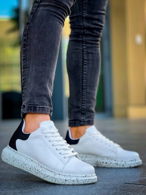 Kb-X500  Kuback Beyaz Siyah  Yüksek Taban Bağcıklı Günlük Erkek Ayakkabı (Numara: 42)