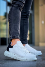 Kb-X500  Kuback Beyaz Siyah  Yüksek Taban Bağcıklı Günlük Erkek Ayakkabı (Numara: 42) - Görsel 2