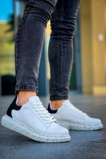 Kb-X500  Kuback Beyaz Siyah  Yüksek Taban Bağcıklı Günlük Erkek Ayakkabı (Numara: 41)