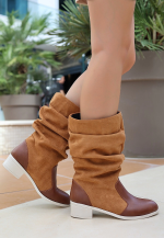 Jolin Taba Cilt Süet Detaylı Çizme (Numara: 38) - Görsel 2