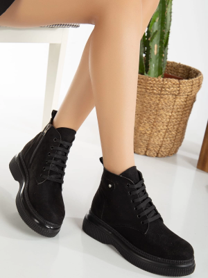 Jiwa Siyah Süet Bağcıklı Bot (Numara: 36)