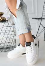 Chris Beyaz Cilt Siyah Detaylı Bağcıklı Spor Ayakkabı (Numara: 37) - Görsel 3