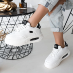 Chris Beyaz Cilt Siyah Detaylı Bağcıklı Spor Ayakkabı (Numara: 37) - Görsel 4