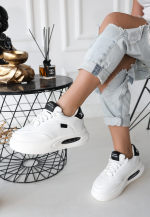 Chris Beyaz Cilt Siyah Detaylı Bağcıklı Spor Ayakkabı (Numara: 39) - Görsel 2