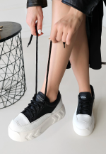 Emwa Siyah Cilt Bağcıklı Spor Ayakkabı (Numara: 37) - Görsel 3