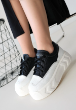 Emwa Siyah Cilt Bağcıklı Spor Ayakkabı (Numara: 38) - Görsel 2