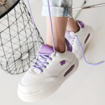 Chris Beyaz Cilt Lila Detaylı Bağcıklı Spor Ayakkabı (Numara: 39) - Görsel 4