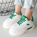 Chris Beyaz Cilt Yeşil Detaylı Bağcıklı Spor Ayakkabı (Numara: 36) - Görsel 4