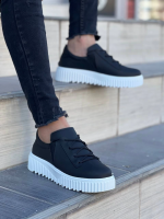 Kb-X502 Kuback Siyah Cilt Yüksek Beyaz Taban Bağcık Detaylı Lastikli Günlük Erkek Ayakkabı (Numara: 44) - Görsel 2