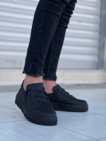 Kb-X502  Kuback Siyah Cilt Yüksek Siyah Taban Bağcık Detaylı Lastikli Günlük Erkek Ayakkabı (Numara: 42) - Görsel 2