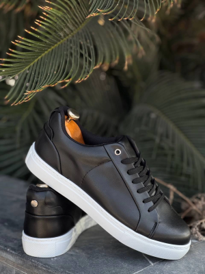 Kb-Bx1  Kuback Siyah Cilt Yüksek Beyaz Taban Günlük Erkek Ayakkabı (Numara: 42)