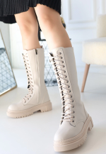 Mennd Bej Cilt Bağcıklı Çizme (Numara: 39) - Görsel 2