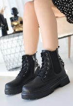 Harte Siyah Cilt Bağcıklı Bot (Numara: 36) - Görsel 2