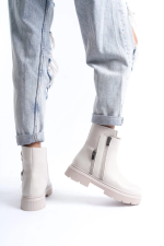 Menta Bej Cilt Fermuar Aksesuarlı Bot (Numara: 39) - Görsel 3