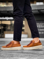 Kb-X502  Kuback Taba Süet Yüksek Bej Taban Bağcık Detaylı Lastikli Günlük Erkek Ayakkabı (Numara: 45) - Görsel 5