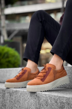 Kb-X502  Kuback Taba Süet Yüksek Bej Taban Bağcık Detaylı Lastikli Günlük Erkek Ayakkabı (Numara: 44) - Görsel 2