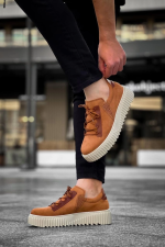 Kb-X502  Kuback Taba Süet Yüksek Bej Taban Bağcık Detaylı Lastikli Günlük Erkek Ayakkabı (Numara: 44) - Görsel 4