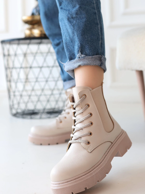 Daum Bej Cilt Bağcıklı Bot (Numara: 40)