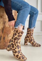 Birta Leopar Cilt Streç Topuklu Bot (Numara: 37)