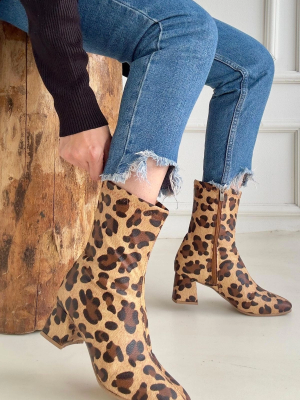 Birta Leopar Cilt Streç Topuklu Bot (Numara: 39)
