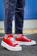 Kb-Cx-3 Kuback Kısa Kırmızı Keten Beyaz Yüksek Taban Spor Ayakkabı (Numara: 41) - Görsel 4