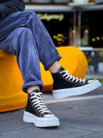 Kb-Cx-3 Kuback Uzun Siyah Keten Beyaz Yüksek Taban Spor Ayakkabı (Numara: 44) - Görsel 2