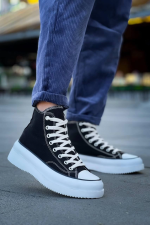 Kb-Cx-3 Kuback Uzun Siyah Keten Beyaz Yüksek Taban Spor Ayakkabı (Numara: 43) - Görsel 4