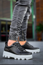 Kb-056 Kuback Siyah Cilt Beyaz Yüksek Taban Günlük Spor Ayakkabı (Numara: 43) - Görsel 4