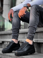 Kb-056 Kuback Siyah Cilt Siyah Yüksek Taban Günlük Spor Ayakkabı (Numara: 44) - Görsel 4