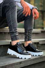 Kb-056 Kuback Siyah Rugan Beyaz Yüksek Taban Günlük Spor Ayakkabı (Numara: 43) - Görsel 4