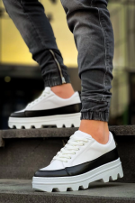 Kb-056 Kuback Beyaz Siyah Detaylı Beyaz Yüksek Taban Günlük Spor Ayakkabı (Numara: 43) - Görsel 4