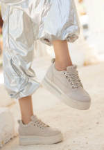 Lulu Bej Cilt Bağcıklı Spor Ayakkabı (Numara: 40)