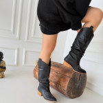 Jeoni Siyah Cilt Topuklu Çizme (Numara: 40) - Görsel 4